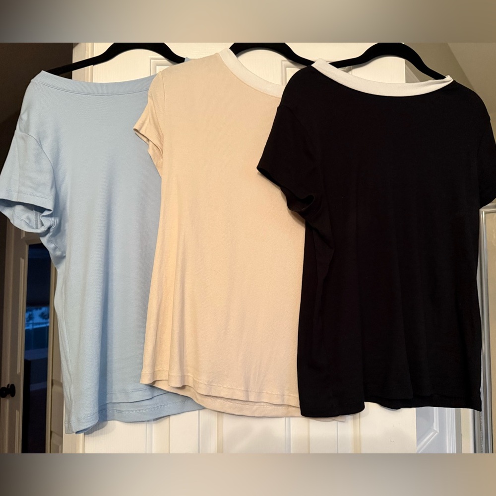 a new day Short Sleeve Tee Trio in Light Blue, Cream, and Black